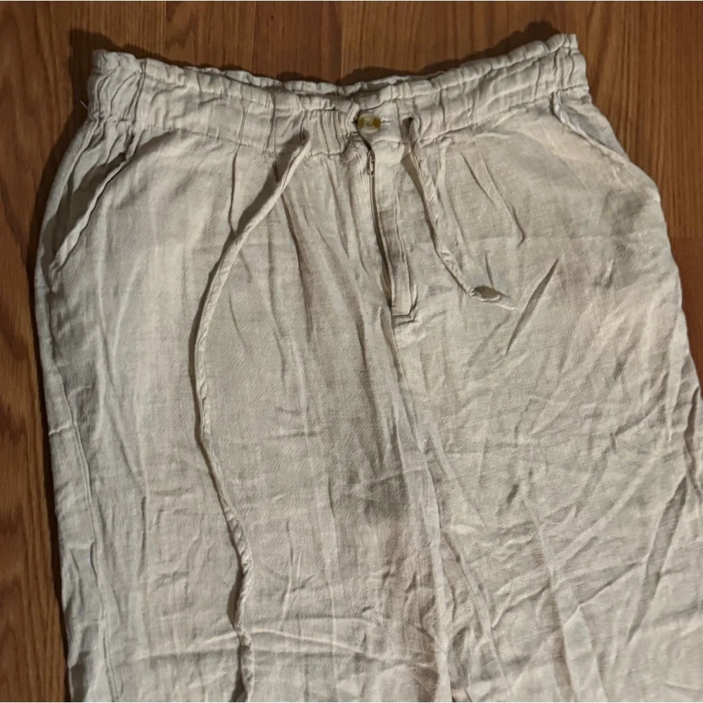 Thread & Supply Cream Linen Pants‎ Size M Comfort Quiet Luxury Business Casual